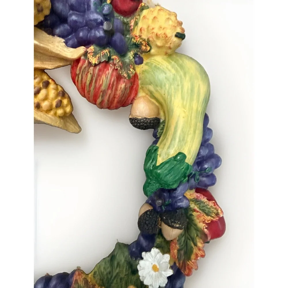 Cornucopia All Weather Wreath In & Out Door Wall Hanging Autumn Floral Fruit Veg